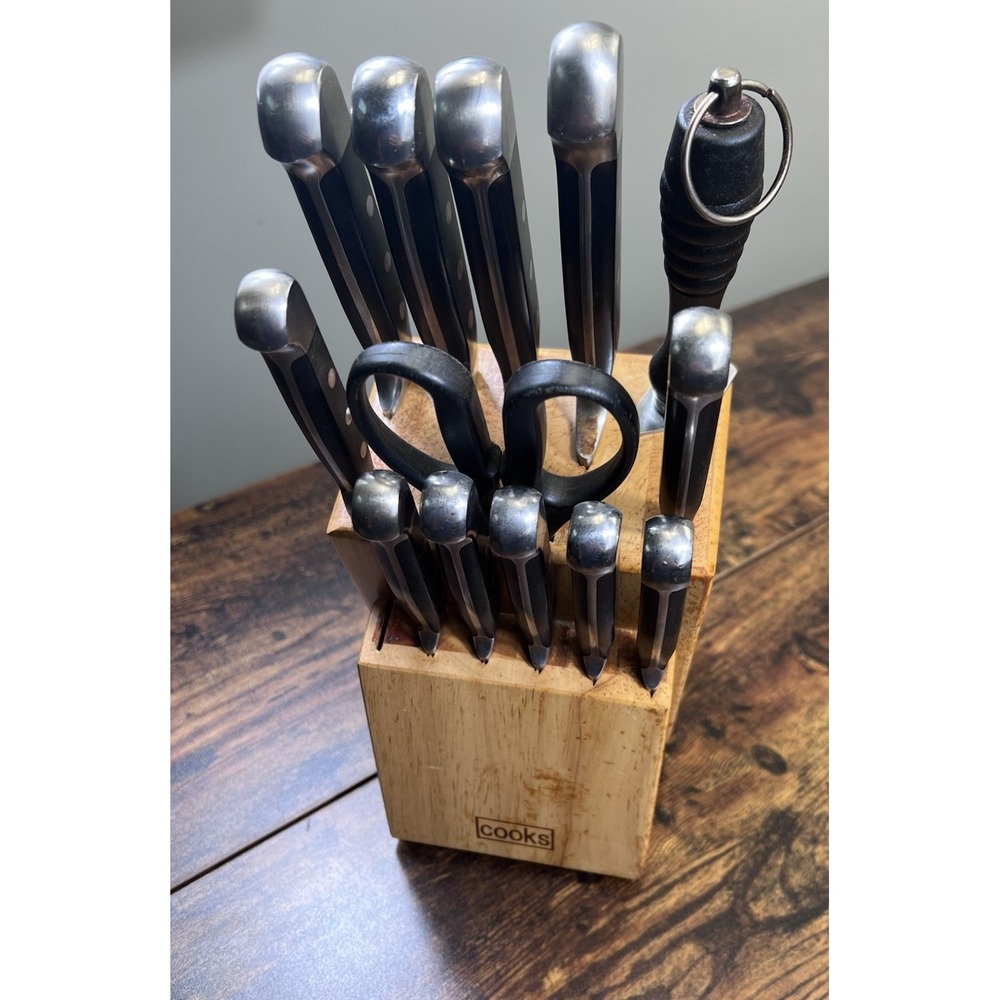 Vintage Cooks JC Penny Wooden Knife Block Set 13 Piece